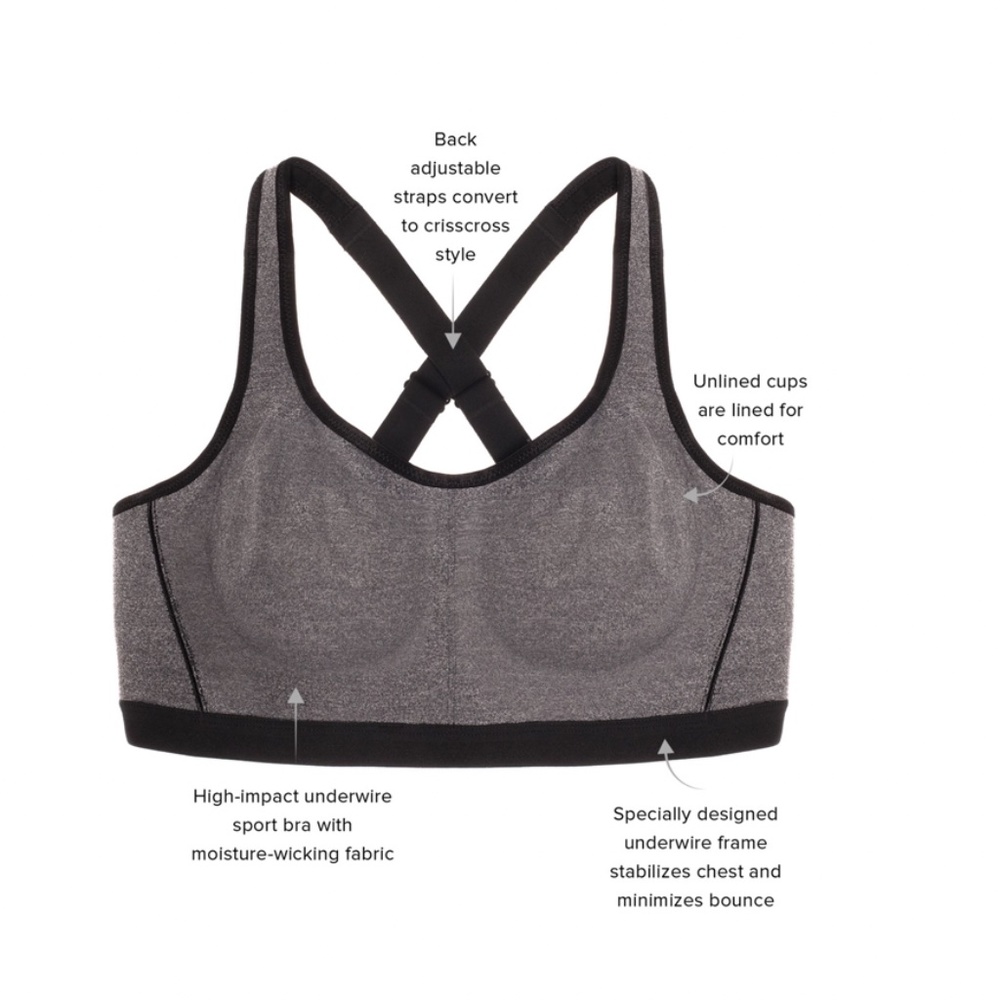 Wacoal Brandi Sport underwire 34DDD Gray Heather